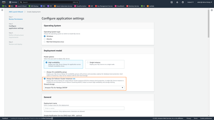 AWS launch wizard MSSQL and FSxN